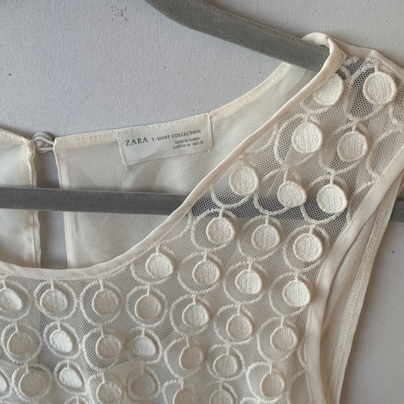 Zara tee shirt collection sheer dress cream medium - Picture 9 of 10